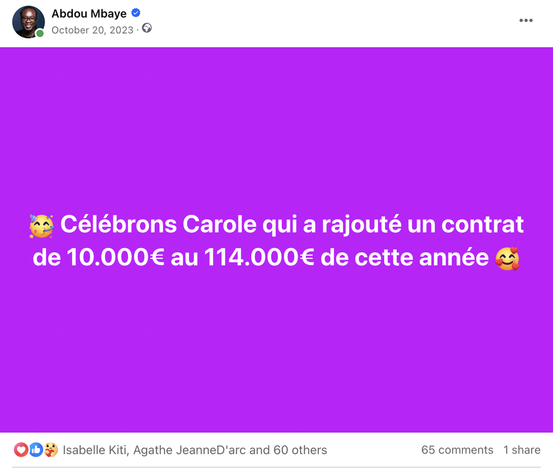 R&eacute;sultat de Carole : 124 000&euro; en 9 mois